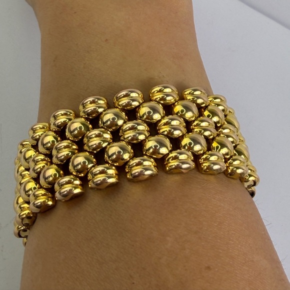 Vintage Swiss thick heavy gold plating panther link gold bracelet - 20 micron - Picture 12 of 16